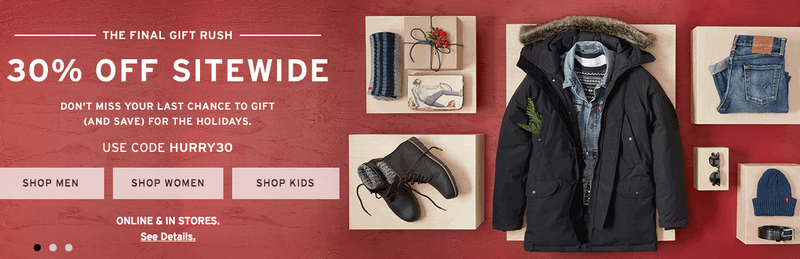 Levi’s: 30% off sitewide with code HURRY30